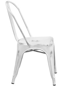 lot 66 image: Set of Four Flash Furniture Commercial Grade White Metal Indoor-Outdoor Stackable Chair