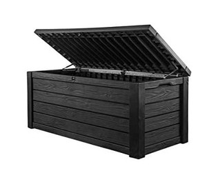 lot 78 image: Keter Westwood 150 Gallon Dark Grey Resin Large Deck Storage Box