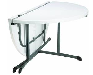 lot 107 image: Lifetime 60 in Round Commercial Fold in Halt Table in White Granite