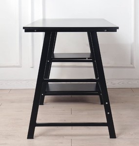 lot 112 image: Black 55 in. Trestle Desk with 2 Sleves