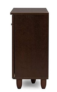 lot 123 image: Baxton Studio Winda Modern Contemporary 3-Door Dark Brown Wooden Entryway Shoe Storage Cabinet