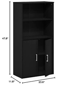 lot 127 image: Furinno Pasir Black Oak Storage Cabinet with 2 Open Shelves and 2 Door Cabinet