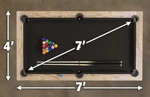 lot 1 image: GoSports 7 ft Modern Black Felt Billards Table in Rustic Brown Oak Veneer Finish with 2-Cue Sticks, Balls, Rack, Felt Brush and Chalk