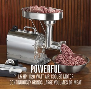 lot 12 image: Weston Pro Series Electric Commercial Grade Stainless Steel 1120 Watts 1.5 HP Meat Grinder