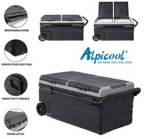 lot 29 image: Alpicool Dual Temperature Control Portable 100 quart Compact RefrigeratorMini Freezer