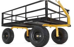 lot 30 image: Gorilla Cart Heavy-Duty 1,400 lbs. Capacity Black Steel Utility Cart with Removable Sides and 15 in Pneumatic Tires