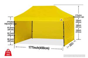 lot 38 image: ABC Canopy Heavy Duty Yellow Ez Pop up Canopy Tent with Sidewalls and Roller Carrying Bag