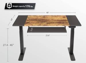 lot 39 image: FEZIBO Dual Motor Height Adjustable Electric Standing Desk with Keyboard Tray in Rustic BrownBlack