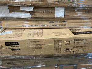 lot 139 image: Wholesale Pallet of Miscellaneous Items - Microwave Cart, Computer Desk, Table & Chairs, Media Unit, etc...
