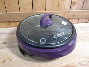 lot 5 image: Cooks Companion 1200W 3 qt Nonstick Ceramic Electric Grill Pot  Plum Purple