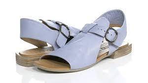 Bueno Ava Leather Buckle Detailed Open Toe Sandals  Powder Blue Size 37
