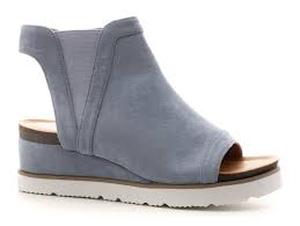 Corkys Easy Living Gored Stretch Wedge Sandals  Denim Size 10
