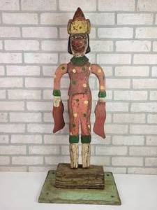 lot 327 image: Original Kent Gutzmer Outsider Art Carved Wood Clown Whirligig - NO SHIPPING - 36 Tall