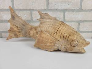 lot 330 image: FOLK ART - Hand Carved Wood Fish