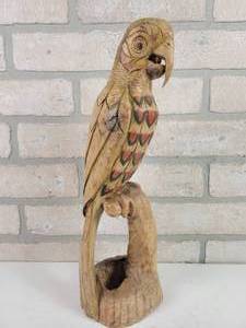 lot 339 image: FOLK ART - Hand Carved Wood Parrot