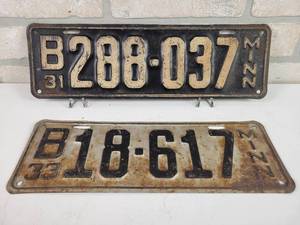 lot 361 image: 1931 & 1933 Minnesota License Plates