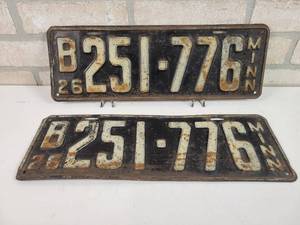 lot 365 image: 1926 Matched Pair of Minnesota License Plates