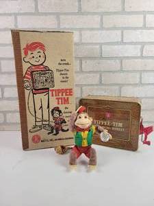 lot 378 image: 1950s Mattel TIPPEE TIM Dancing Monkey and Music Box in Original Box
