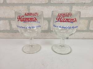lot 389 image: (2) Vintage Hamms Glass Beer Goblets