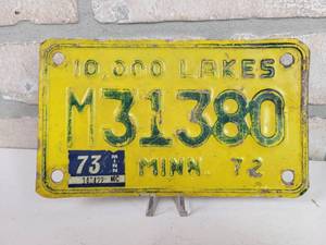 lot 398 image: 1972 Minnesota Motorcycle License Plate
