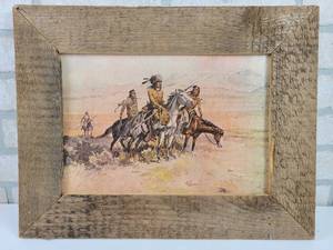 lot 411 image: Vintage Charles Marion Russell In Enemy Country Framed Canvas Print