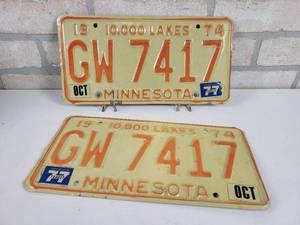lot 421 image: 1974 Matched Pair of Minnesota License Plates