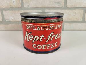 lot 442 image: Vintage Tin McLaughlins Kept-Fresh 1# Coffee Can