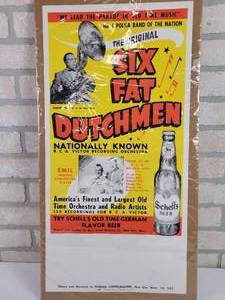 lot 446 image: Vintage Schell Brewing Co. Advertisement for 6 Fat Dutchmen of New Ulm, MN
