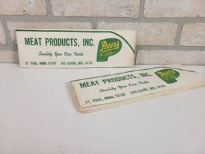 lot 487 image: (4) Vintage Peters Delicious Meat Products Inc. Folding paper Hats - St. Paul, MN & Eau Claire, WI