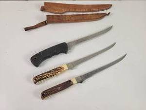 lot 492 image: (3) Schrade Fillet Knives - Uncle Henry  Ducks Unlimited
