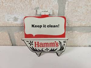 lot 496 image: 1960s Hamms Bathtub Metal Sign - Approx. 3.25 x 3.25