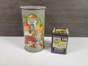 lot 501 image: Miller Typewriter Ribbon Tin and Tin Coin Bank