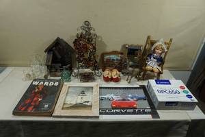 lot 310 image: Assorted Home Dcor - Dutch Doll with Chair, Bronze Elephant