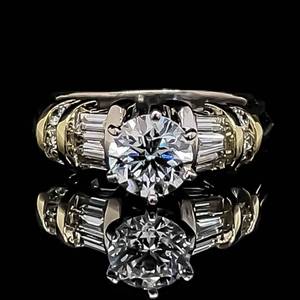 1.76ctw Diamond DE Color Round & Baguette Engagement Ring in 18k Two-Tone Gold $11,500 Retail VIDEO