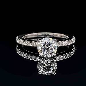 1.26 Carat Diamond (VS ClarityE Color) & Natural Sapphire Semi-Mount Engagement Ring in 14k White Gold w IGI Certification Report IDEAL CUT $7,450 Retail VIDEO