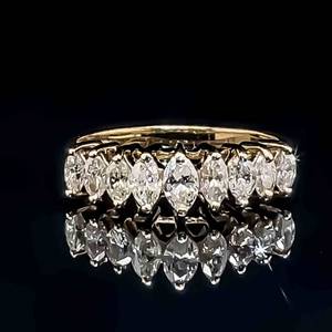 1 CARAT Marquise Diamond Chevron Anniversary Ring in 14k Yellow Gold $3,650 Retail VIDEO