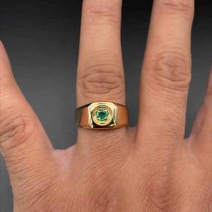 Mens 0.25 Carat Genuine Colombian Emerald Solitaire Ring in 14k Yellow Gold $1,899 Retail