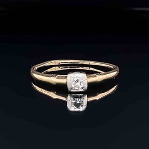 Antique Diamond Petite Estate Ring in 14k Two-Tone Yellow & White Gold $1,275 Retail