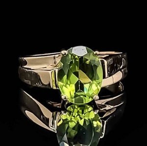 Natural 2 12 Carat Peridot Solitaire Ring in 14k Yellow Gold Vibrant Lemon-Lime Color VIDEO