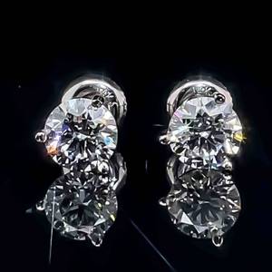 2.22 Carat Diamond G Color Round Solitaire Martini Stud Earrings in 14k White Gold IDEAL CUT $9,250 Retail
