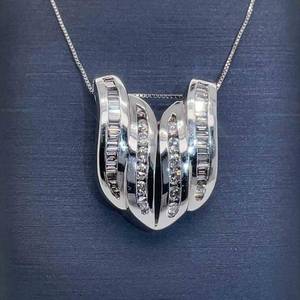 1.00 Carat Diamond Ribbon Slide Pendant in 14k White Gold $3,999 Retail VIDEO