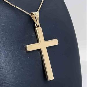Classic Cross Pendant in 14k Yellow Gold Smooth Bright Shine Finish