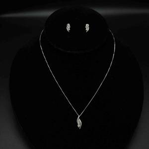 0.55 ctw Diamond Earrings & Pendant Necklace 2-Piece Jewelry Set in 14k  White Gold Past, Present & Future Three-Stone $1,825 Retail
