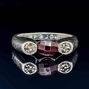 Unique Garnet and Marcasite Estate Ring