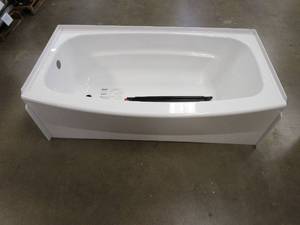 lot 11 image: Delta Classic 400 Curve 60 in. Left Drain Rectangular Alcove Bathtub in High Gloss White (NICE CONDITION)