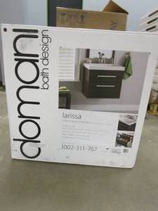 lot 99 image: Domani Larissa 24 in. W x 19 in. D Wall Hung Bathroom Vanity in Elm Ember with Cultured Marble Vanity Top in White with Sink (IN BOX)