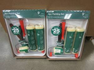lot 126 image: Lot of 2 - 8 Piece Painting Set - Includes Roller, Brushes, Roller Covers & Tray