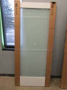 lot 182 image: JELD-WEN 36 in. x 80 in. No Panel MODA Primed PMT1011 Solid Core Wood Interior Door Slab wTranslucent Glass