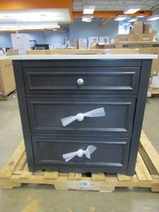 lot 207 image: Twin Star Home 30 in. Bath Vanity in Gray with Cottage Dresser Style with White Stone Top and Basin (NICE CONDITION)