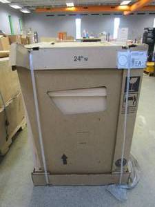 lot 237 image: Hampton Bay Hampton Unfinished Beech Recessed Panel Stock Assembled Base Kitchen Cabinet (24 in. x 34.5 in. x 24 in.)